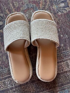 Woven Slide platform Sandals Women’s Casual Slip-On size 8